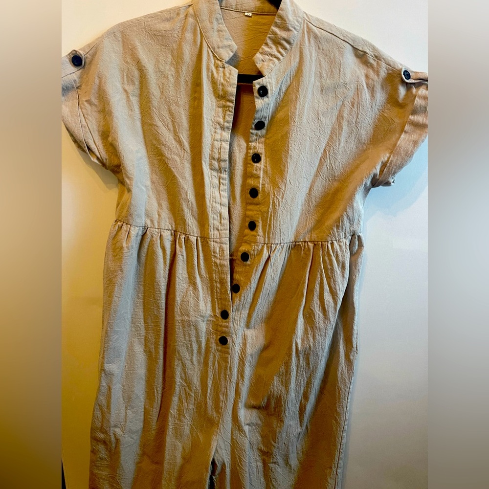 Linen Jumpsuit Tan- Women’s Small